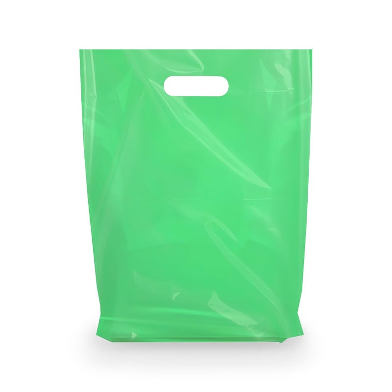 Bags4U Merchandise Bags, Die Cut Handles, Strong, Durable, and Tear Resistant Bags Perfect for Retail, Boutiques, or Any Events, Different sizes and colors (Green, 9x12 Inch (Pack of 100) - Image 1